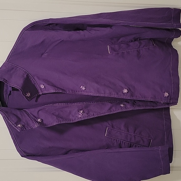 Eileen Fisher Purple Organic Cotton Hemp Boho Jacket Size Medium - Picture 12 of 13
